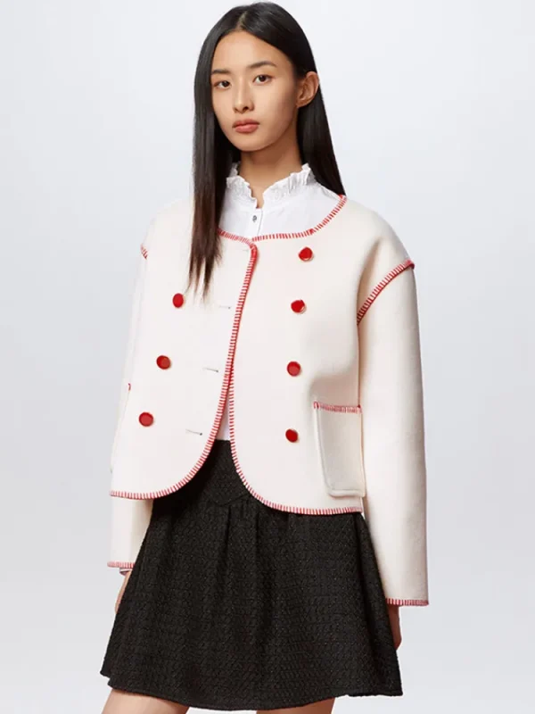 Women SEMIR Women's Polyester Contrast Stitching Fitted Knitted Jacket