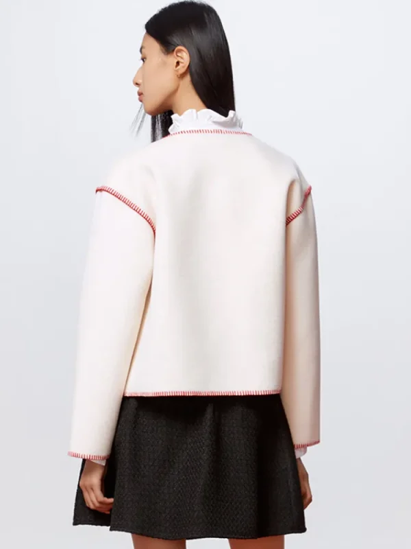 Women SEMIR Women's Polyester Contrast Stitching Fitted Knitted Jacket