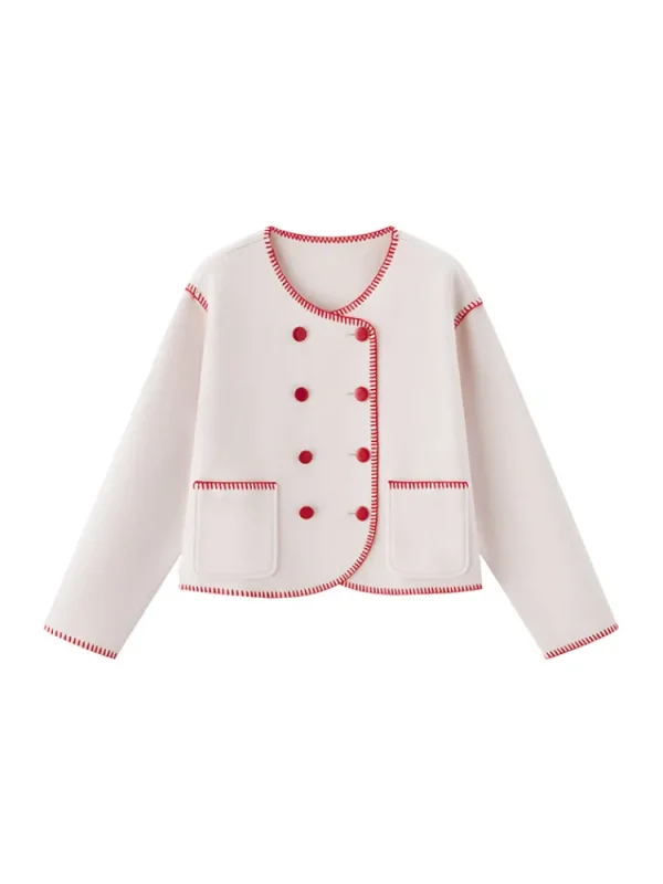 Women SEMIR Women's Polyester Contrast Stitching Fitted Knitted Jacket