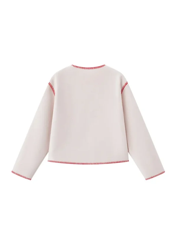 Women SEMIR Women's Polyester Contrast Stitching Fitted Knitted Jacket