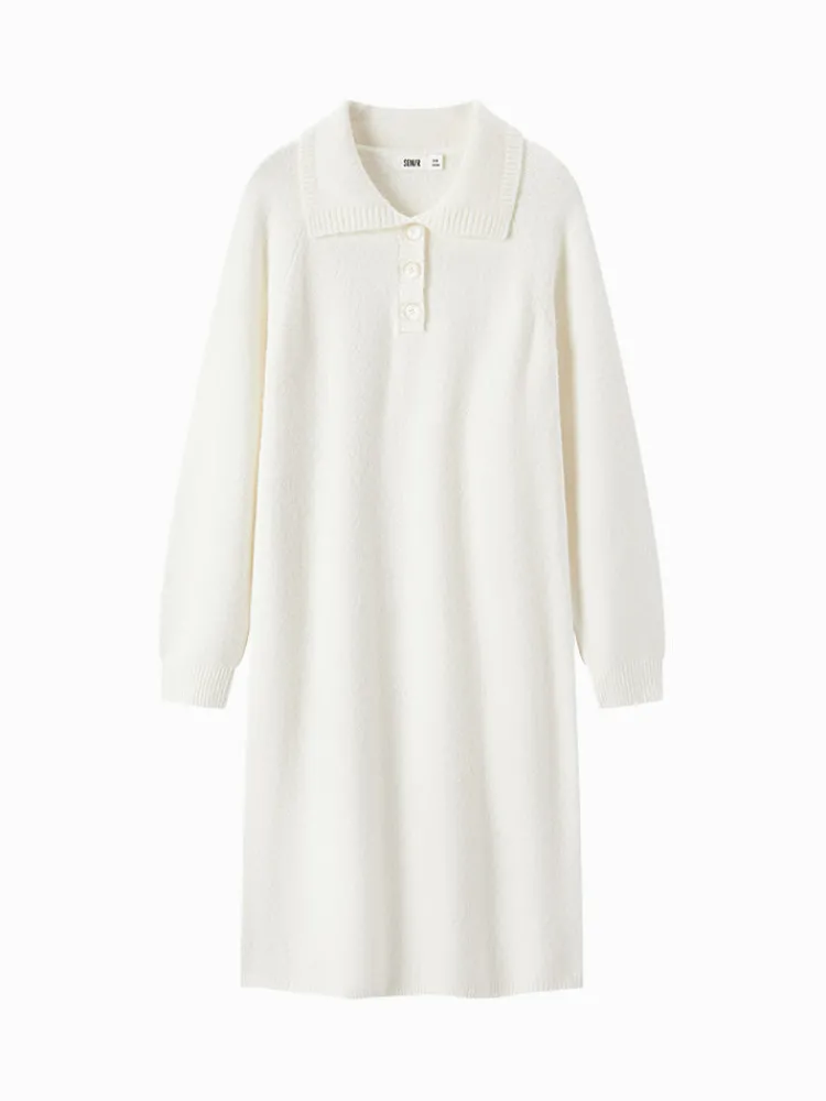 womens_white_woolen_dress_3.webp Women SEMIR Women's white woolen dress