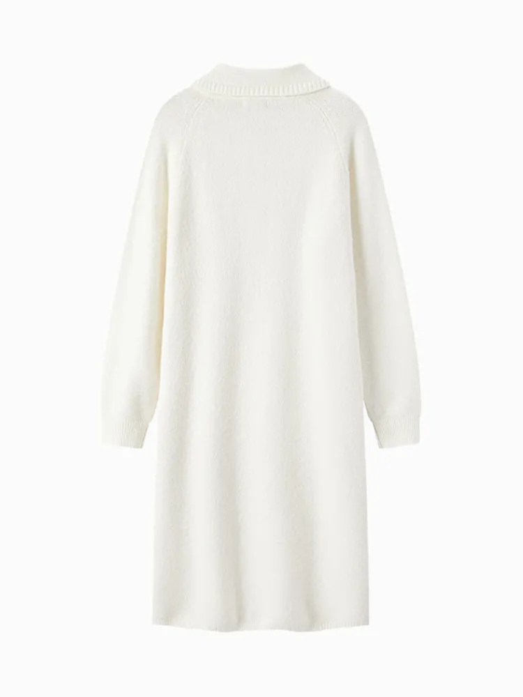 womens_white_woolen_dress_4.webp Women SEMIR Women's white woolen dress